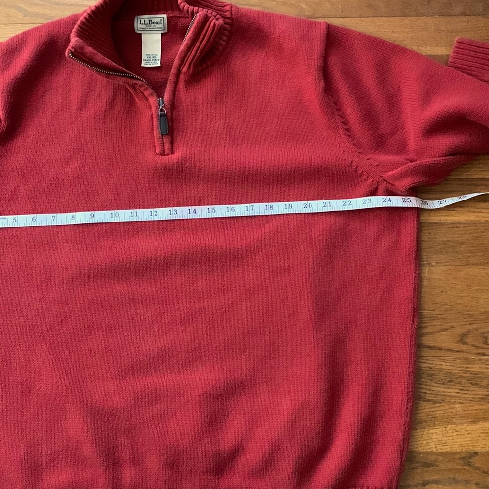 🍎LL Bean red cotton 1/4 zip sweater. Size XXL-Regular. - Picture 4 of 5